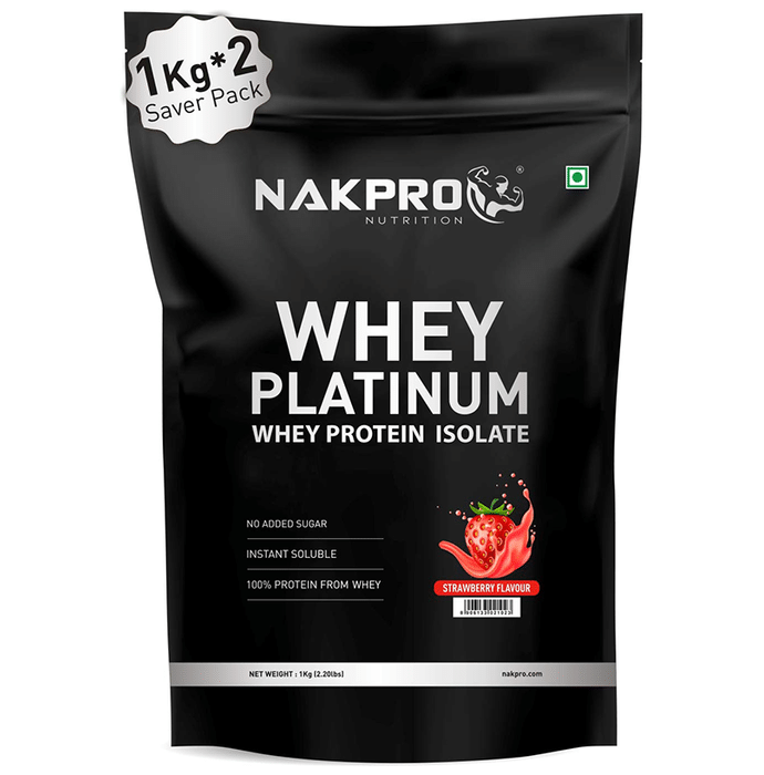 Nakpro Nutrition Whey Platinum Whey Protein Isolate (1kg Each) Strawberry