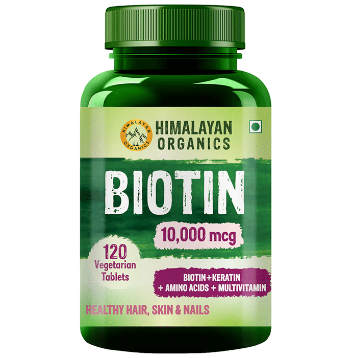 Himalayan Organics Biotin 10000mcg +Keratin+Amino Acids+Multivitamin Vegetarian Tablet