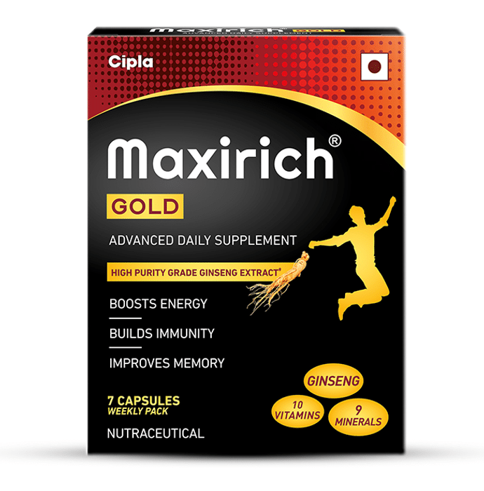 Maxirich Gold Advanced Daily Supplement-Multivitamin with Ginseng Extract for Energy & Immunity