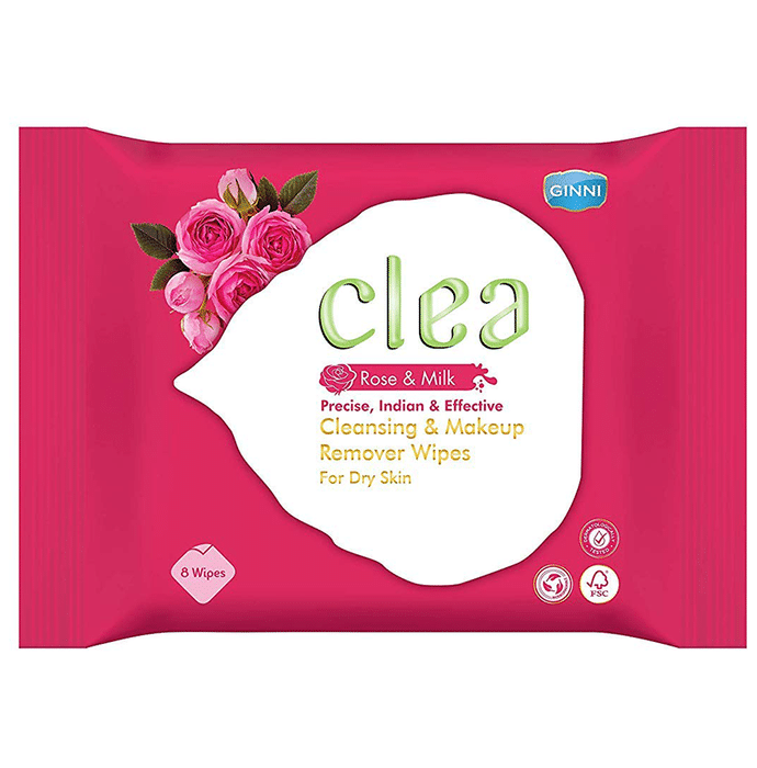 Ginni Clea Cleansing & Make-Up Remover Wipes Rose & Milk