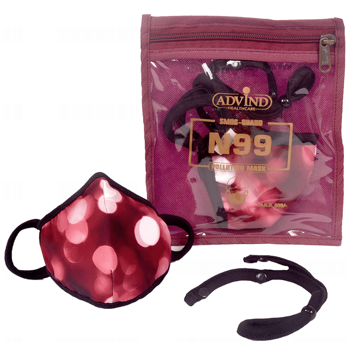 Advind Healthcare Smog-Guard N99 Pollution Mask for Kids Small Red Polka Dots Design without Valve