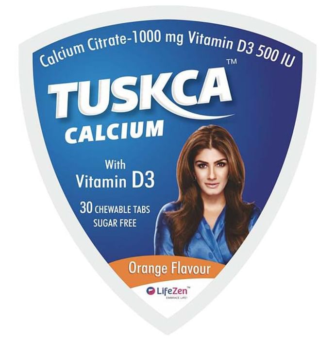 Tuskca Calcium with Vitamin D3 Sugar Free Orange Chewable Tablet