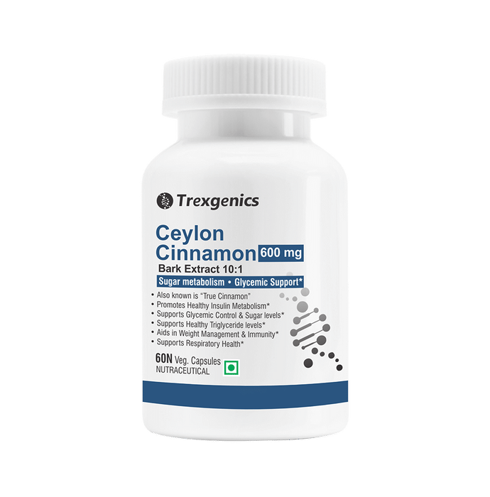 Trexgenics Ceylon Cinnamon 600mg Veg Capsule
