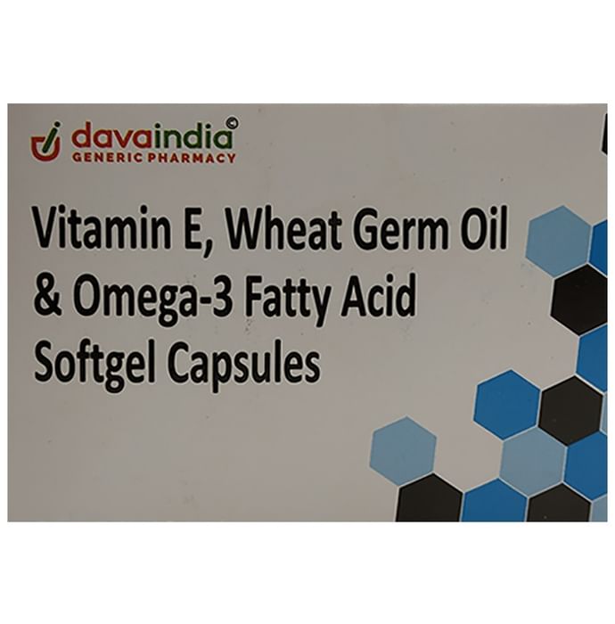 DavaIndia Vitamin E+Wheat Germ Oil+Omega-3 Fatty Acid Softgel Capsule