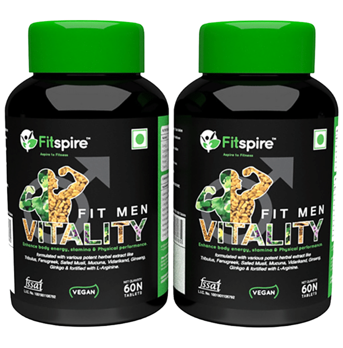 Fitspire Fit Men Vitality Safed Musli, L-Arginine, Fenugreek & Ashwagandha Tablet (60 Each)