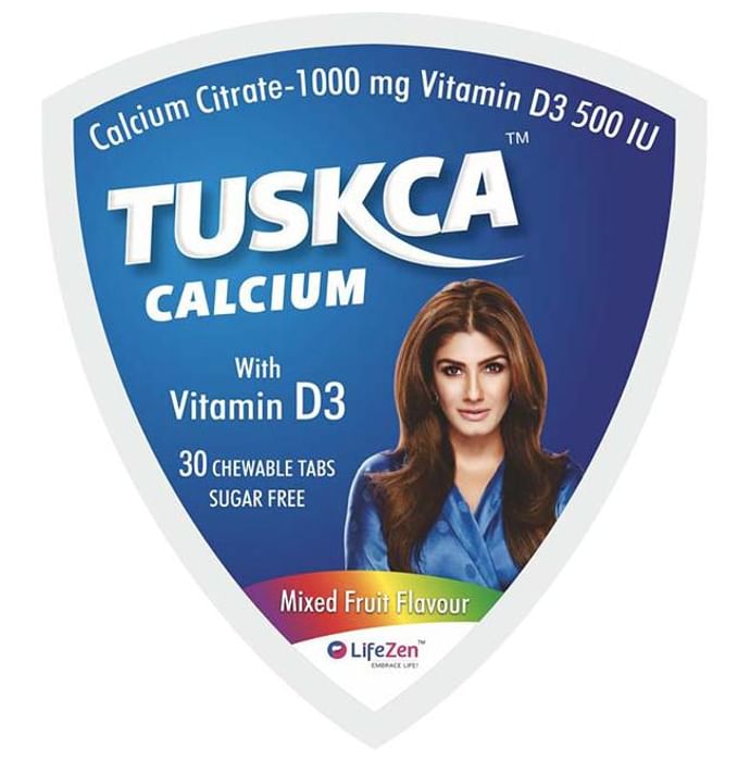 Tuskca Calcium with Vitamin D3 Sugar Free Mixed Fruit Chewable Tablet