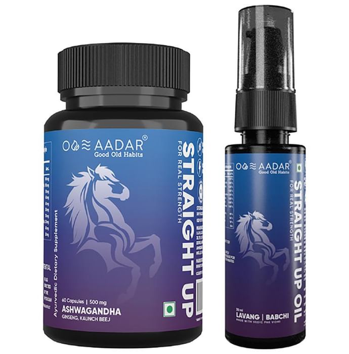 Aadar Combo Pack of Straight Up Capsule 60 and Straight Up Oil 30ml