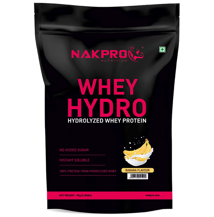 Nakpro Nutrition Whey Hydro Hydrolyzed Whey Protein Powder Banana