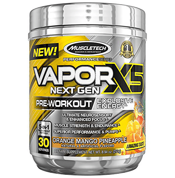 Muscletech Performance Series Vapor X5 Next Gen Pre-Workout Powder Orange Mango Pineapple