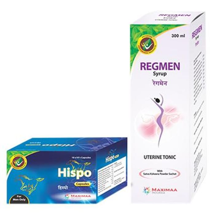 Proyurveda Male & Female Sexual Wellness Combo Pack of Hispo 100 Caps & Regmen Syrup 300ml