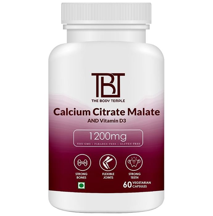 The Body Temple Calcium Citrate Malate and Vitamin D3 1200mg Veg Capsule