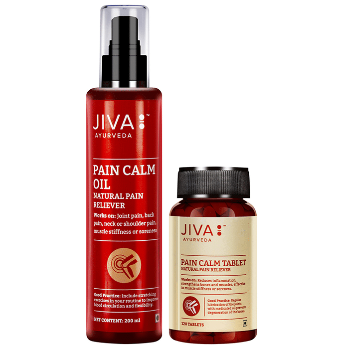 Jiva Ayurveda Combo Pack of Pain Calm Oil 200ml & Pain Calm 120 Tablet
