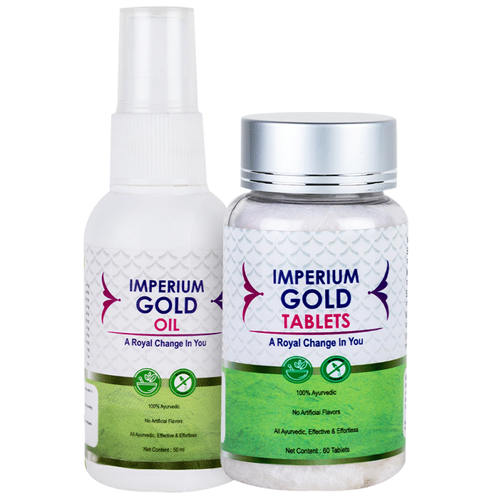 Ayukarma Combo Pack of Imperium Gold Oil 50ml & 60 Tablet