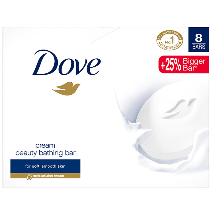 Dove Cream Beauty Bathing Bar for Soft, Smooth, Moisturised Skin (125gm Each)