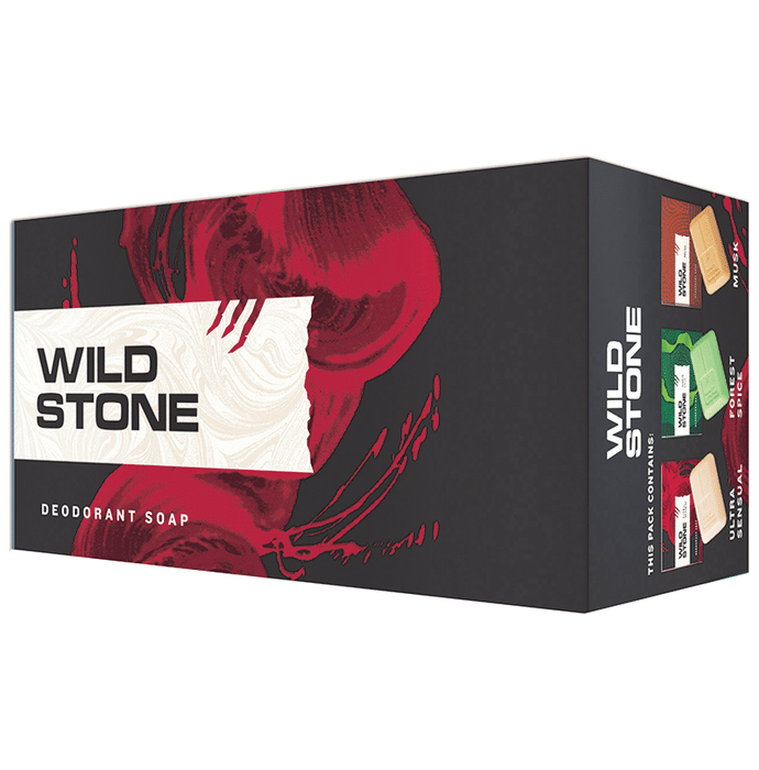 Wild Stone Deodorant Soap (100gm Each) 2 Forest Spice, 2 Ultra Sensual, 2 Musk