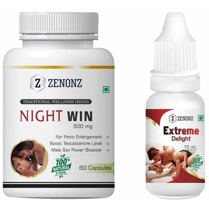 Zenonz Combo Pack of Night Win 500mg, 60 Capsules & Extreme Delight 15ml