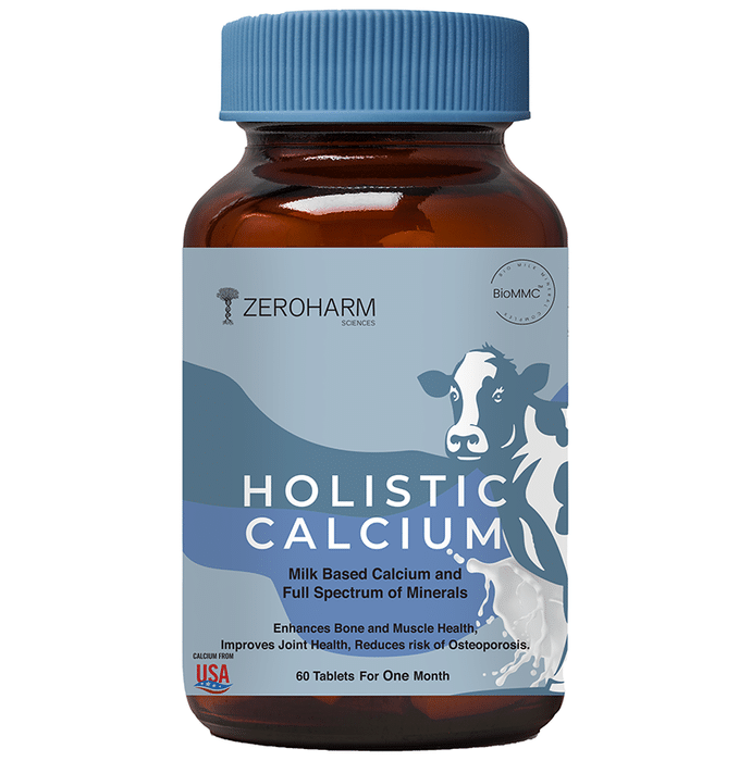 Zeroharm Sciences Holistic Milk Based Calcium Tablet for Joint Support, Bone Strength and Reduce Risk of Osteoporosis