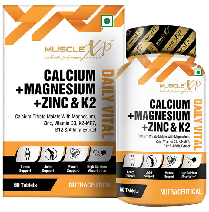 MuscleXP Calcium + Magnesium + Zinc & K2 Daily Vital Tablet (60 Each)