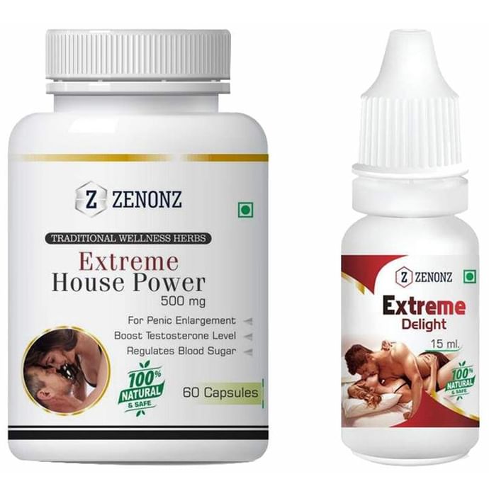 Zenonz Combo Pack of Extreme House Power 500mg, 60 Capsules & Extreme Delight 15ml