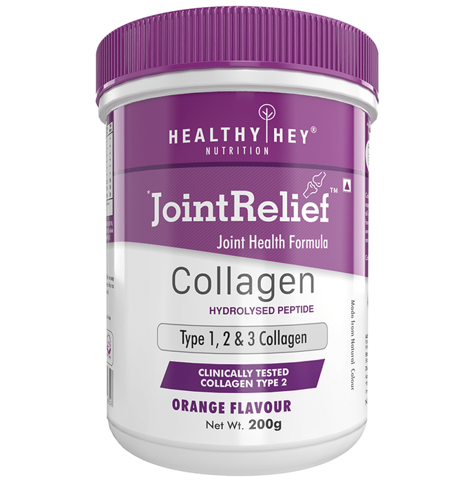 HealthyHey Nutrition Joint Relief Collagen Hydrolysed Peptide Powder Orange Flavour