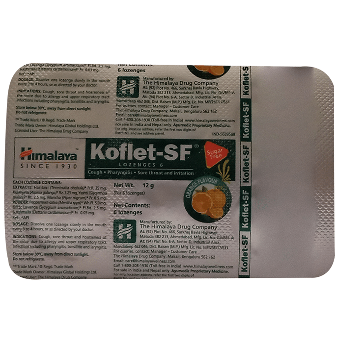 Himalaya Koflet-SF Lozenges Orange Sugar Free