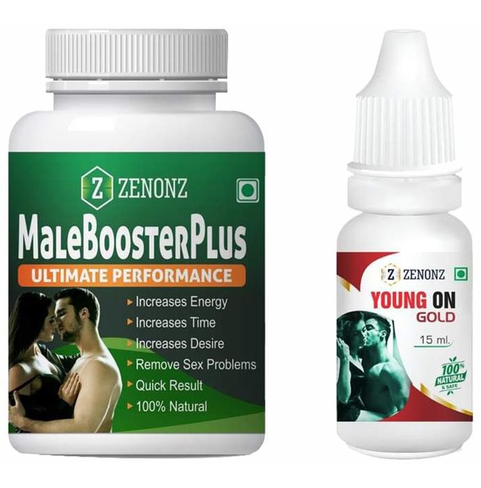 Zenonz Combo Pack of Male Booster Plus 60 Capsules & Young On Gold 15ml