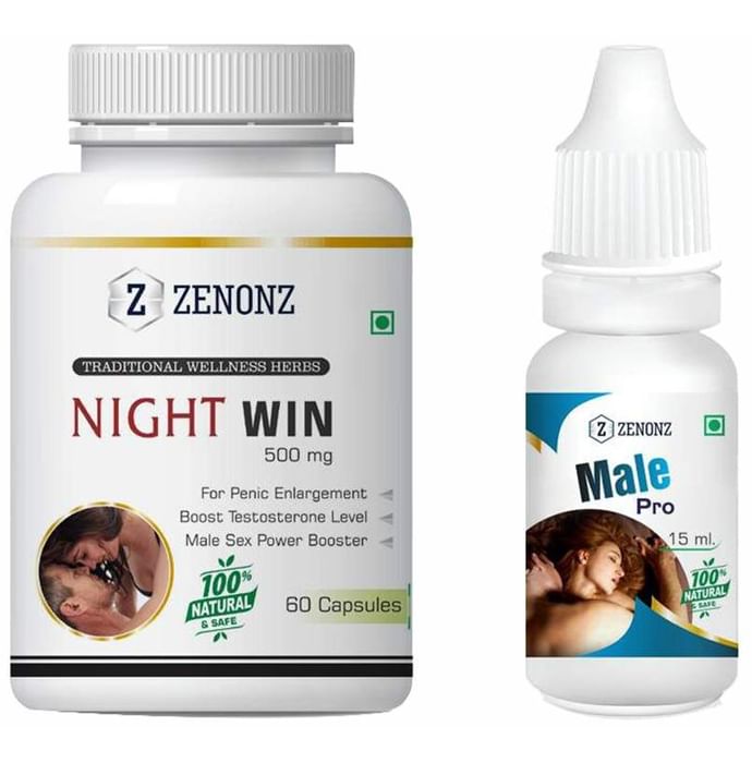 Zenonz Combo Pack of Night Win 500mg, 60 Capsules & Male Pro 15ml