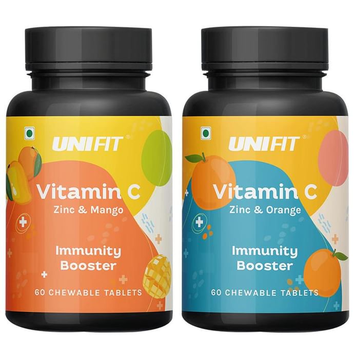 Unifit Combo Pack of Vitamin C Zinc & Orange Chewable Tablet & Vitmain C Zinc & Mango Chewable Tablet (60 Each)