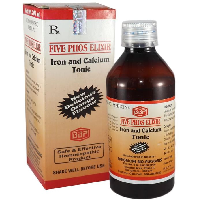 Bangalore Bio-Plasgens Five Phos Elixir Iron and Calcium Tonic Orange