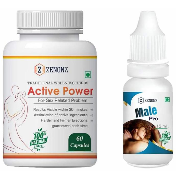 Zenonz Combo Pack of Active Power 60 Capsules & Male Pro 15ml