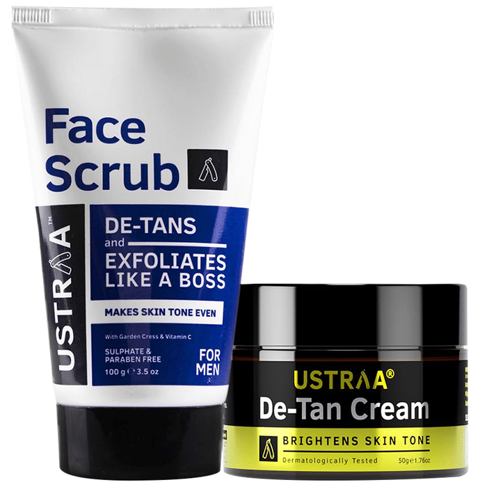 Ustraa Total De-Tan Kit (De Tan Face Scrub 100g & Face Cream 50g)