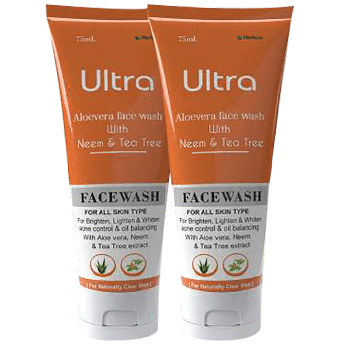 Ultra Aloevera Face Wash with Neem & Tea Tree (75ml Each)