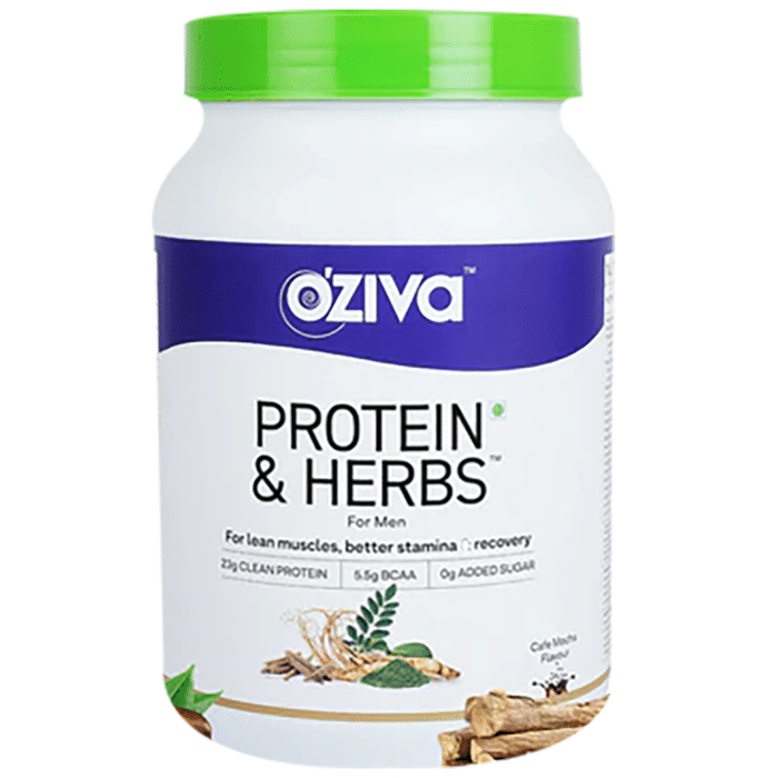 Oziva Protein & Herbs Whey Protein for Men for Muscle Building & Recovery Cafe Mocha