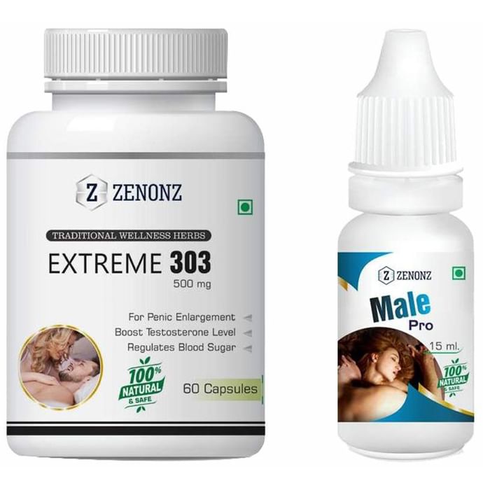 Zenonz Combo Pack of Extreme 303, 60 Capsules & Male Pro 15ml