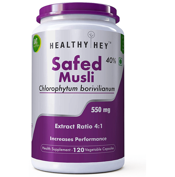 HealthyHey Safed Musli 550mg Vegetable Capsules