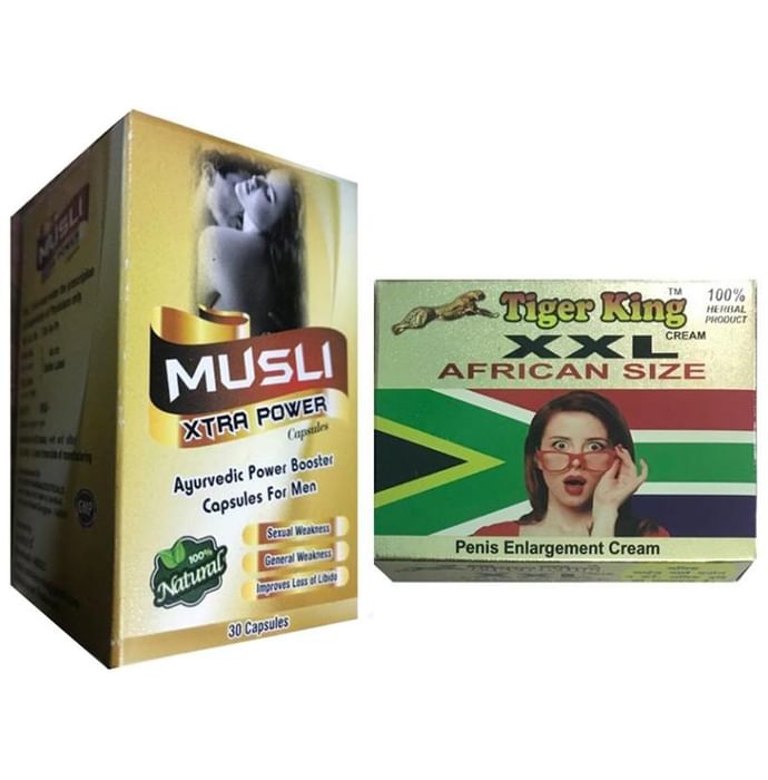 Cackle's Combo Pack of Musli Xtra Power 30 Capsule & Tiger King 25gm XXL Cream