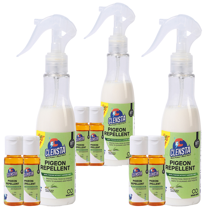 Clensta Combo Pack of 1 Bottle of Pigeon Repellant 150ml & 2 Concentrates (25ml Each)