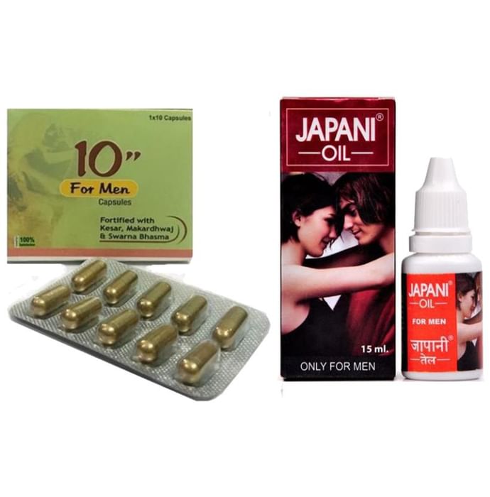Cackle's Combo Pack of 10" for Men 10 Capsule and Japani Oil 15ml