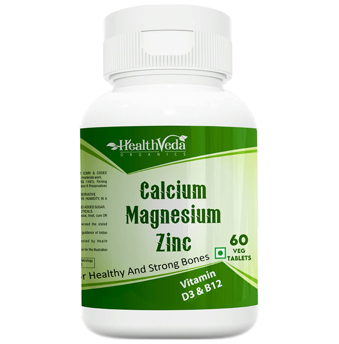 Health Veda Organics Calcium Magnesium Zinc Vitamin D3 & B12 Tablet