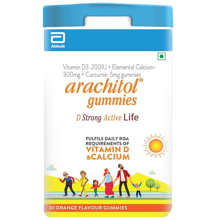 Arachitol Gummies - Vitamin D3+Calcium+Curcumin Gummies Orange Flavour