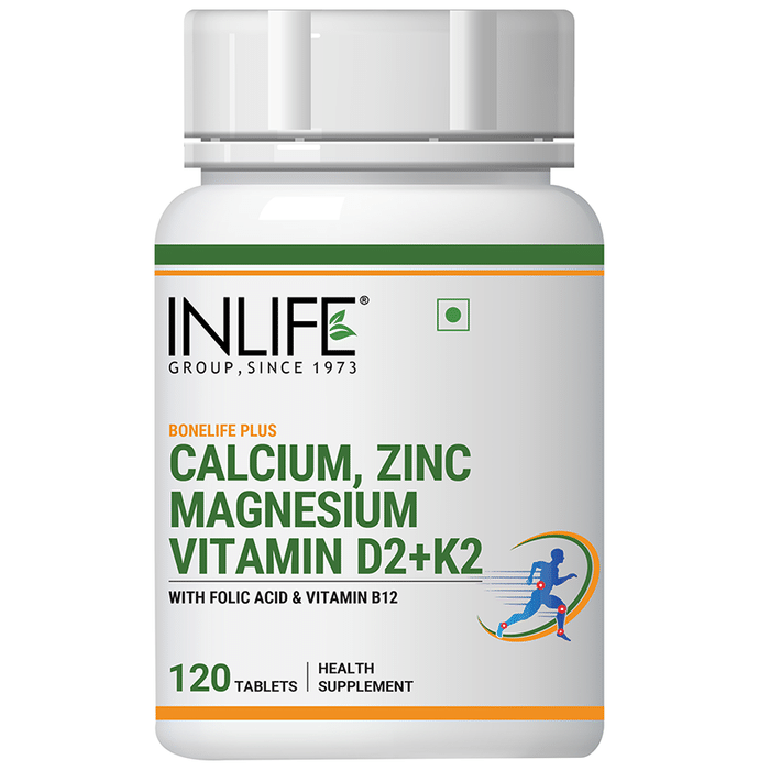Inlife Bonelife Plus Calcium, Zinc Magnesium Vitamin D2+k2 with Folic Acid & Vitamin B12 Tablet
