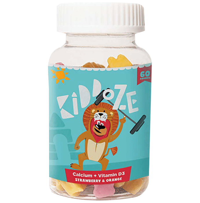 Kiddoze Calcium + Vitamin D3 Gummies Strawberry & Orange
