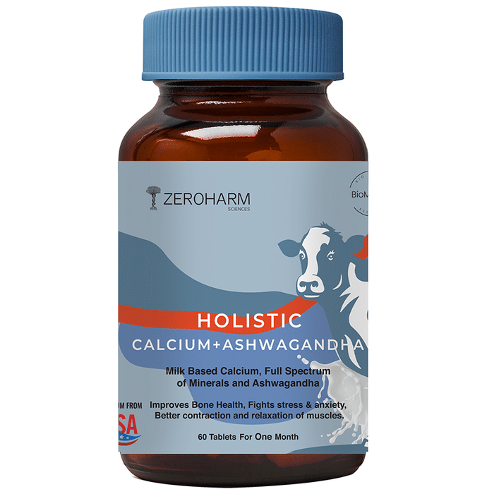 Zeroharm Sciences Holistic Calcium + Ashwagandha Tablet for Muscle, Bone and Joint Health