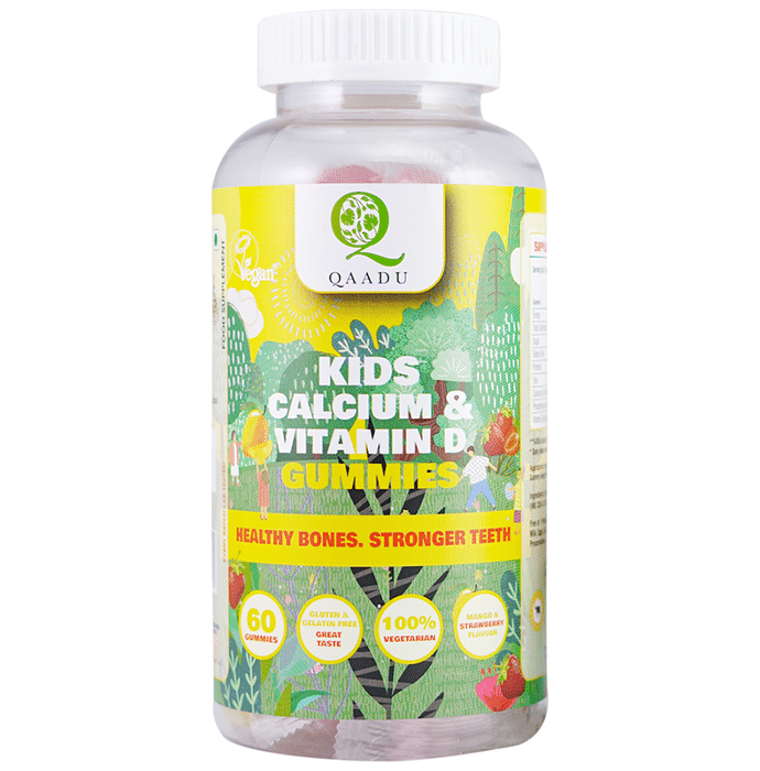Qaadu Kids Calcium & Vitamin D Gummies Mango & Strawberry