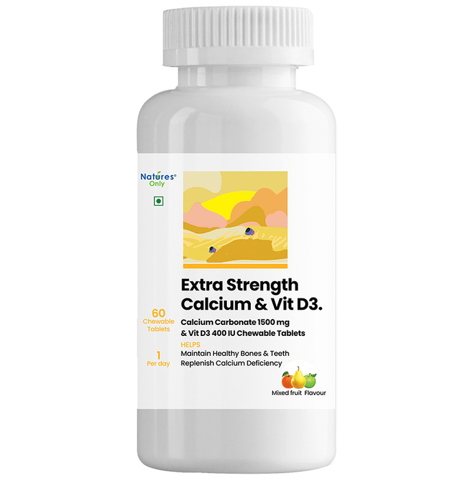 Natures Only Extra Strength Calcium 1500mg & Vitamin D3 400IU Chewable Tablet