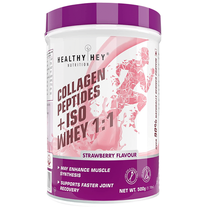 HealthyHey Collagen Peptides+ISO Whey 1:1 Powder Strawberry