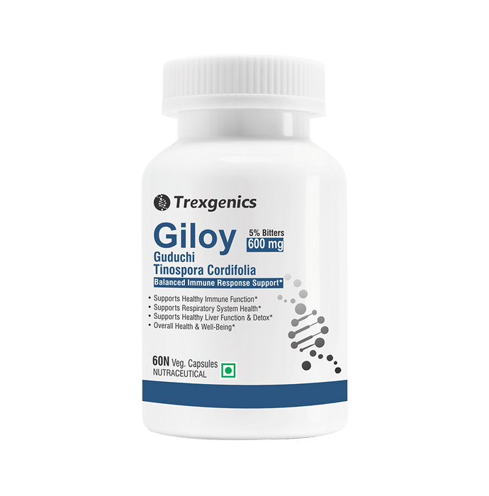 Trexgenics Giloy Guduchi 5% Bitters 600mg Veg Capsule