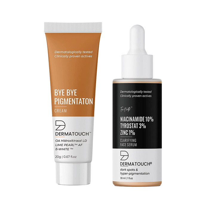 Dermatouch Combo Pack of Bye Bye Pigmentation Cream (20gm) and Niacinamide 10% Tyrostat 3% Zinc 1% Clarifying Face Serum (30ml)