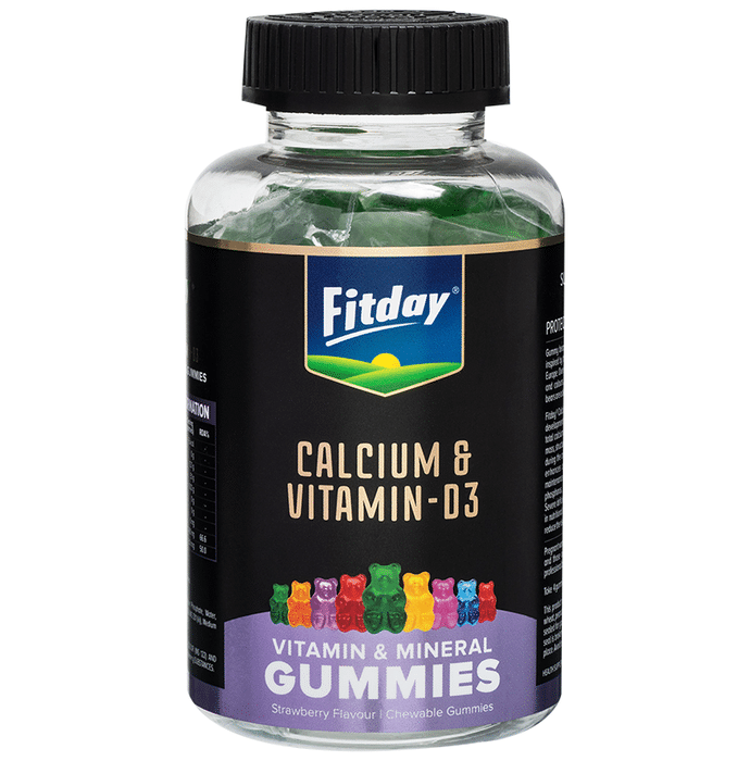Fitday Calcium & Vitamin-D3 Vitamin & Mineral Gummies Strawberry