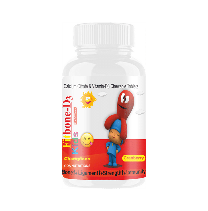 Goa Nutritions Well C Fitbone-D3 Kids Chewable Tablet for 3-7 years Cranberry